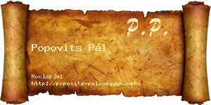 Popovits Pál névjegykártya